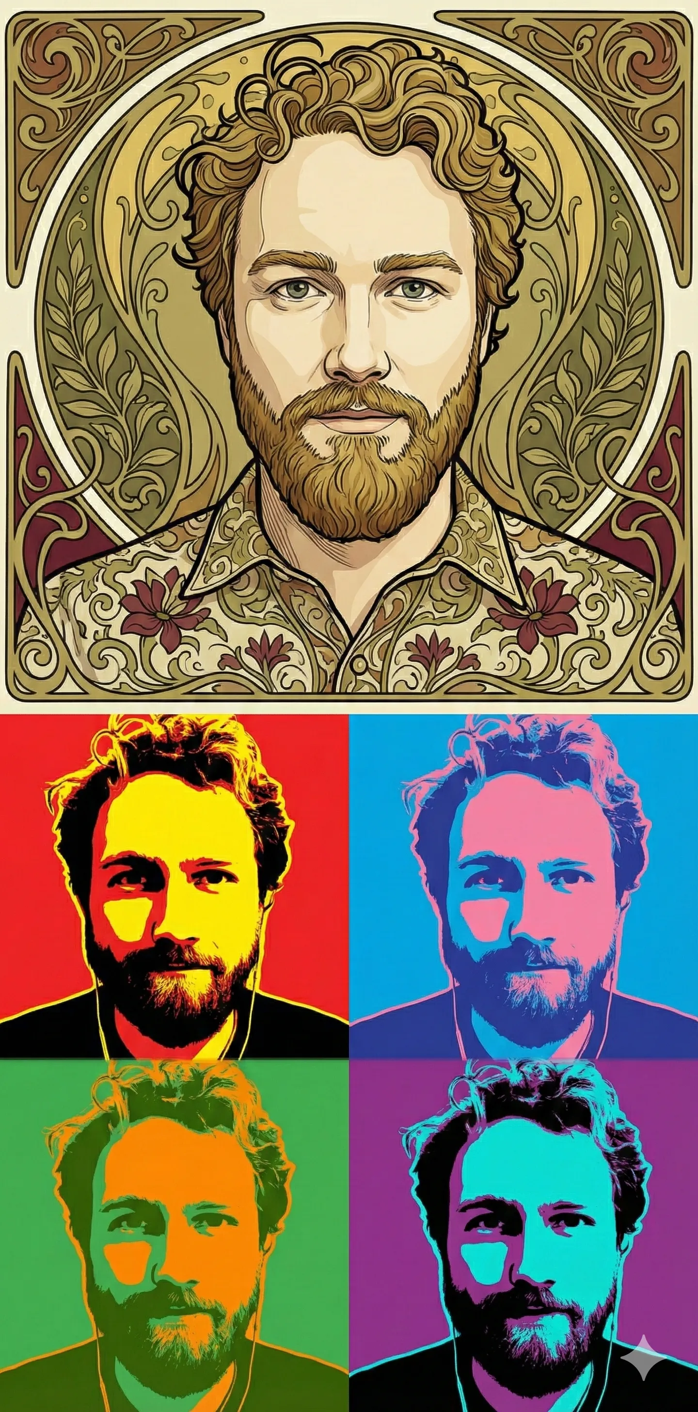 Art nouveau and Pop art Warhol-style attempts